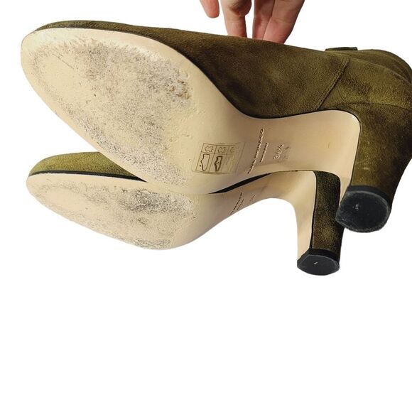 Club Monaco Olive Suede Arlietta Heeled Ankle Boots 36.5 - Picture 7 of 8